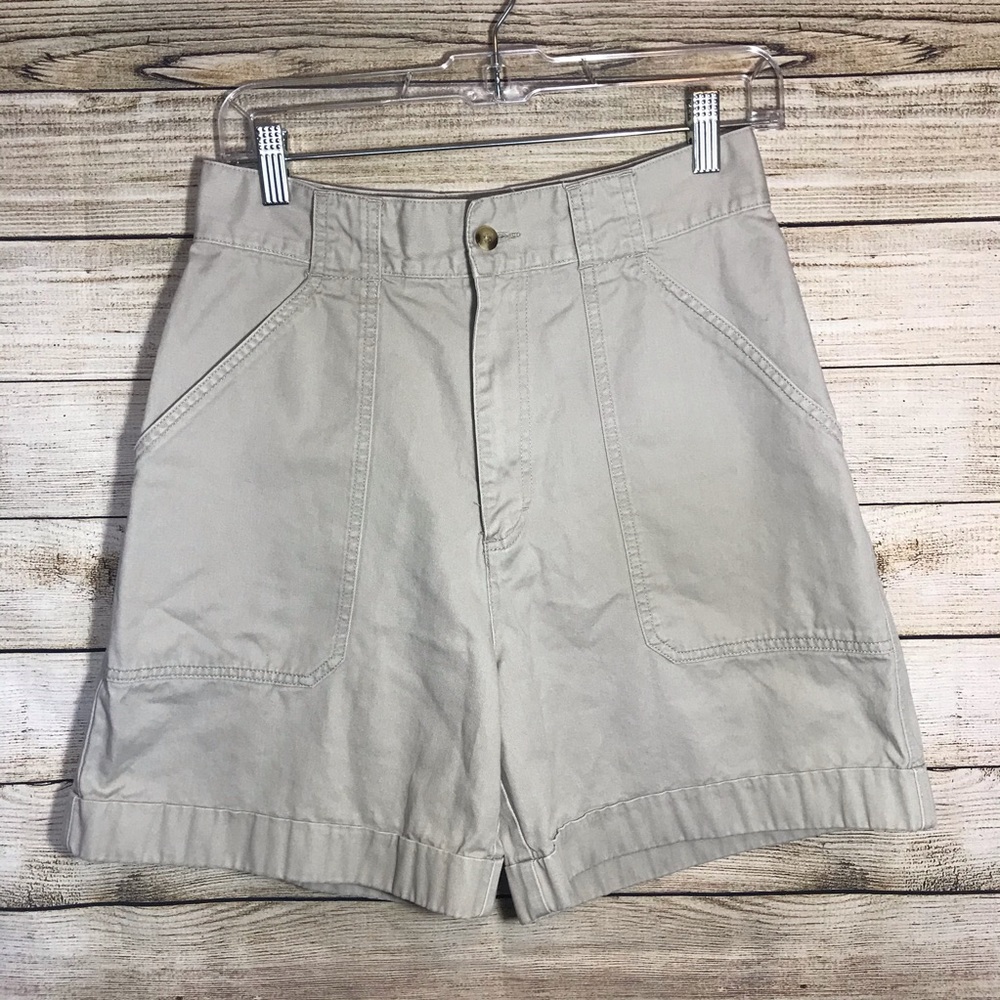 High waisted mom jeans style shorts khaki 1997